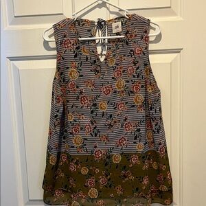 CAbi Multicolor Floral Striped Blouse